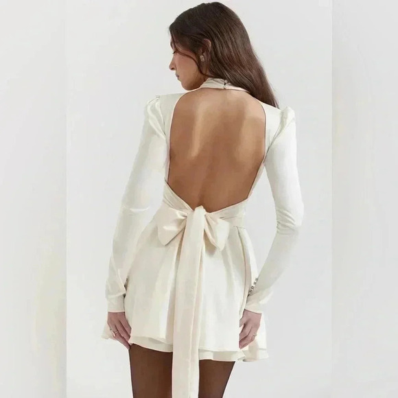 House of CB Aryana Ivory Bow Mini Dress - Picture 11 of 13